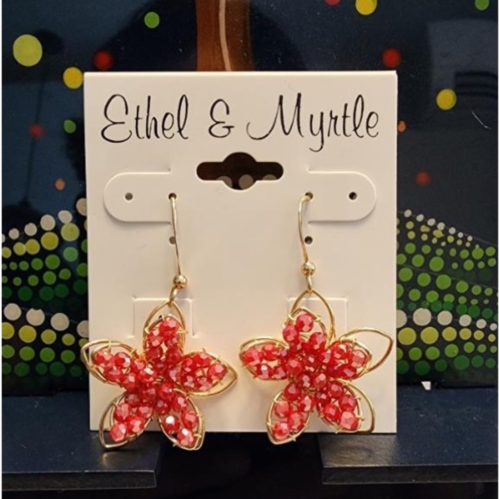 🌺 NWT Ethel & Myrtle gold/pink floral earrings 🌺